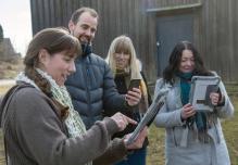 Illustrasjonsbilde fra Anno museum, Domkirkeodden på Hamar. Fra venstre: Linda Fredriksberg, Magnus Sempler Holte, Asbjørg Vestli, Ranveig Nordbryhn. Foto: Anno museum