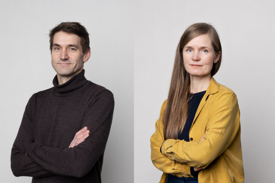 Sigmund Løvåsen, leder i Kulturrådet og Toril Johannessen, leder i faglig utvalg for visuell kunst og medlem i Kulturrådet. Foto: Mats Bakken