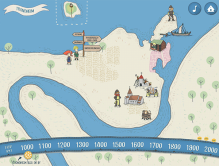 Den største løyvinga gjekk til Tidsreise Sápmi. Det byggjer på det eksisterande Tidsreise Trondheim som også er utvikla av Ablemagic AS. Biletet viser inngangen til Trondheim i år 1000.