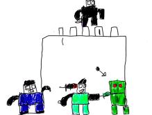 Tegning av Minecraftfigurer av Ask Meier Markota som danner grunnlag for hans prosjekt i det offentlige rom.